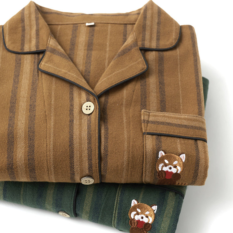 日系秋冬情侣纯棉磨毛绒布女士家居服男全棉长袖翻领家居服大码,女士内衣/男士内衣/家居服,睡衣/家居服套装,淘宝优惠券,粉丝福利购,淘宝优惠卷