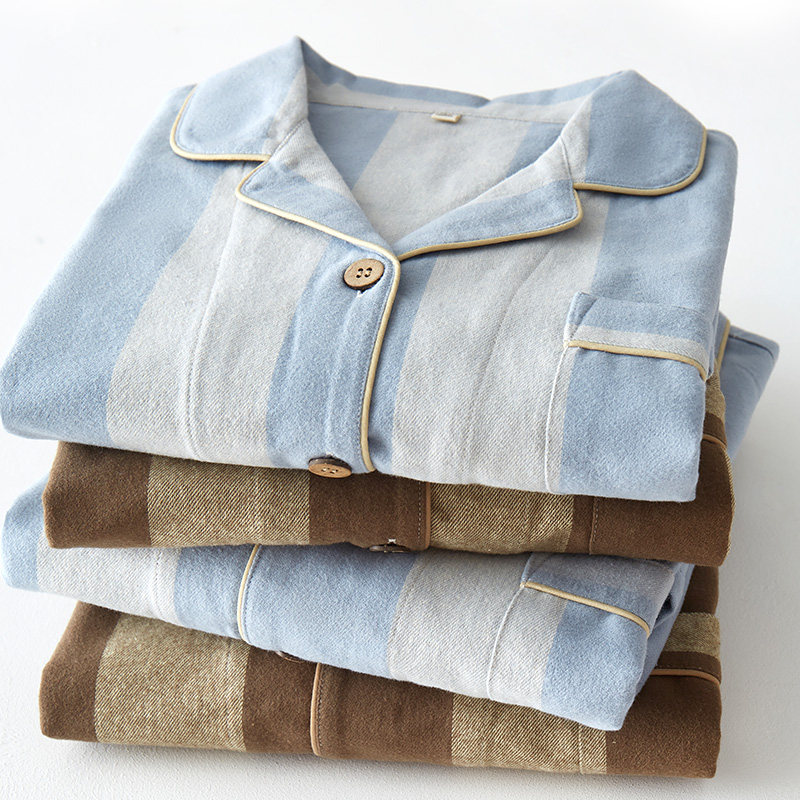 新款日系秋冬条纹绒布情侣睡衣女纯棉磨毛条纹全棉男士家居服套装,女士内衣/男士内衣/家居服,睡衣/家居服套装,淘宝优惠券,粉丝福利购,淘宝优惠卷