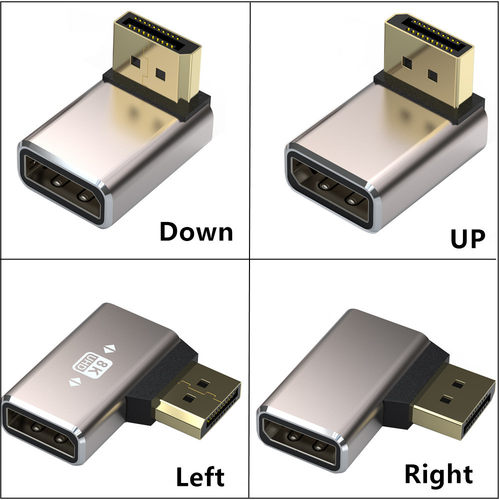 1.4版DP公对母8K转接头90度弯头电脑显卡显示器Displayport转换器