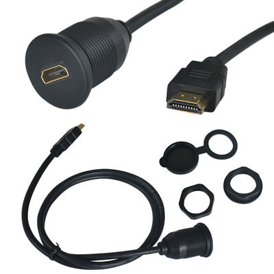 汽车摩托车仪表板带支架HDMI高清线公对母音视频防水线1米/2米