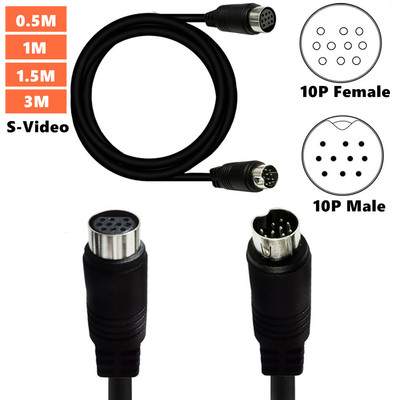 s-video 10Pin公母对接连接线分量线s端子mini DIN 10针视频设备