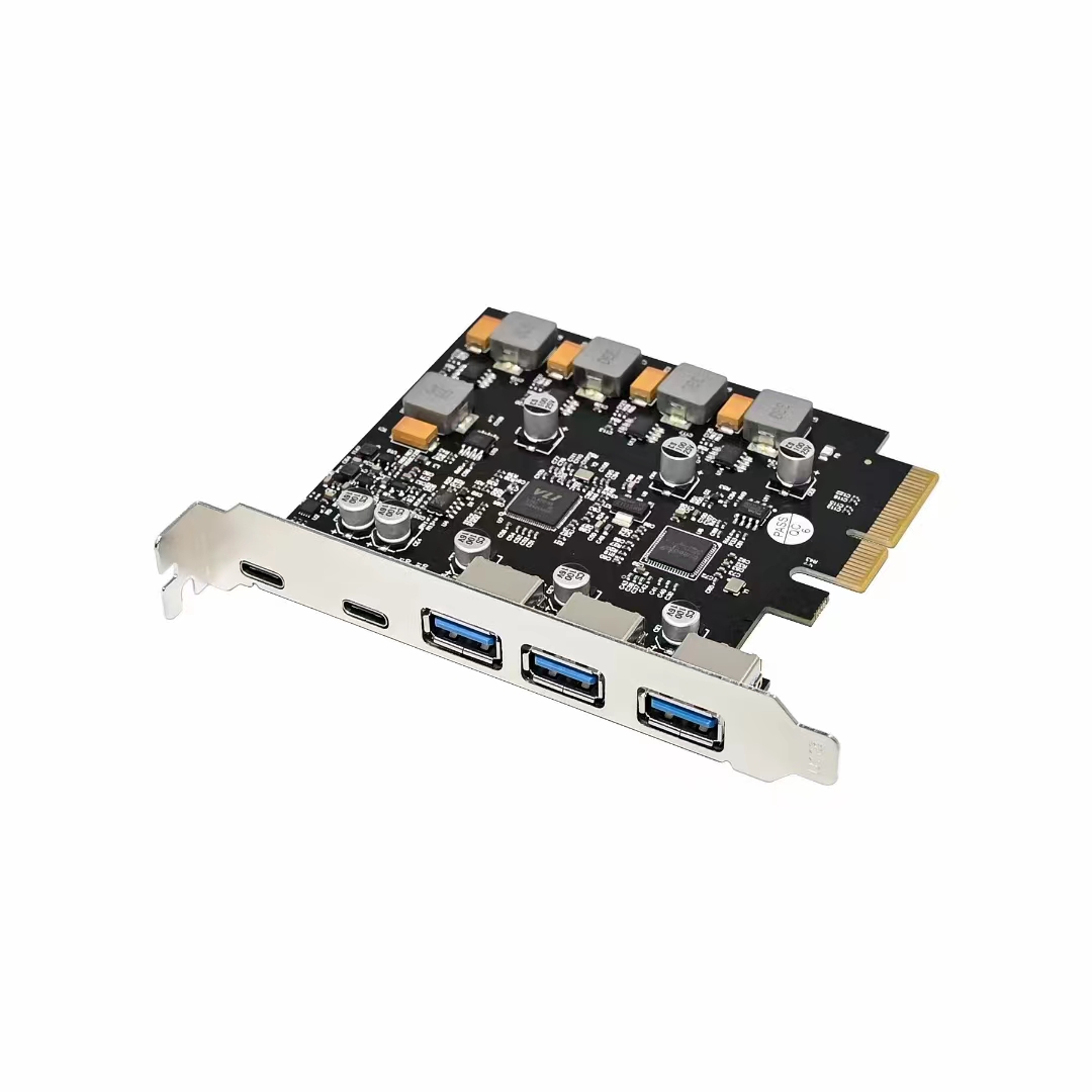 PCIe x4 ASM3142 USB3.1 type-c usb3.0工控级扩展卡3A2C免供电