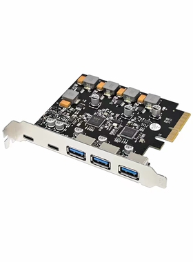 PCIe x4 ASM3142 USB3.1 type-c usb3.0工控级扩展卡3A2C 免 供电