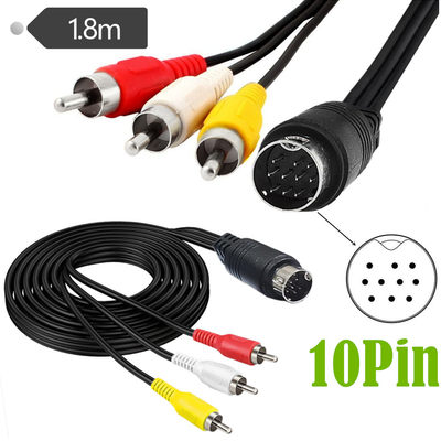 S-video线mini 10 PIN DIN转3个RCA视频线AV线s端子10pin转3 RCA