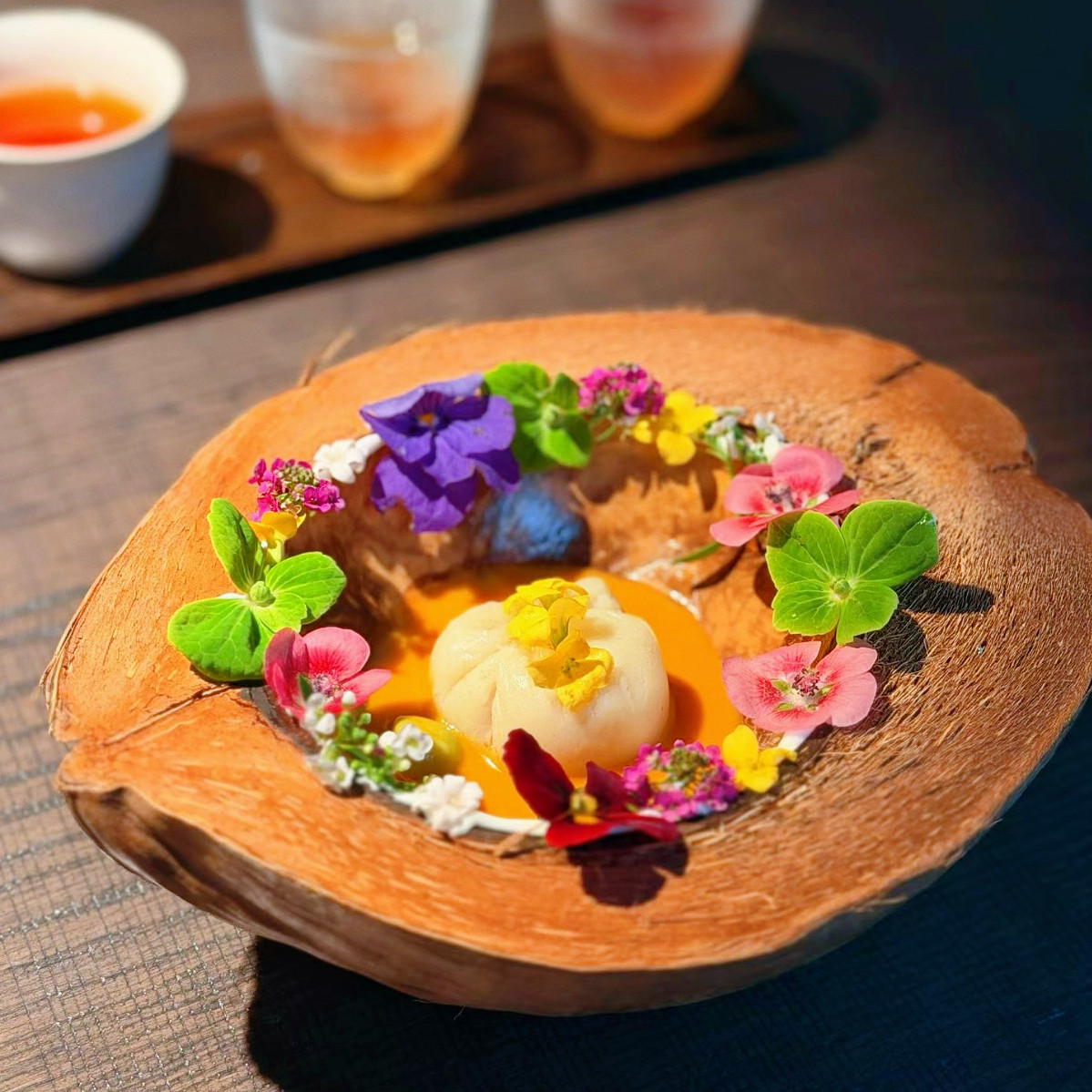 天然椰壳创意餐具法餐分子料理甜品碗越南风下午茶位上盘餐厅摆盘