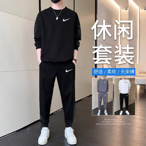 耐克顿休闲运动套装男士秋季新款圆领卫衣长裤宽松帅气长袖两件套