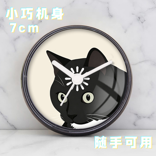 网红搞怪加载黑猫头猫脑过载浴室吸盘钟表表防溅水雾气迷你时钟表