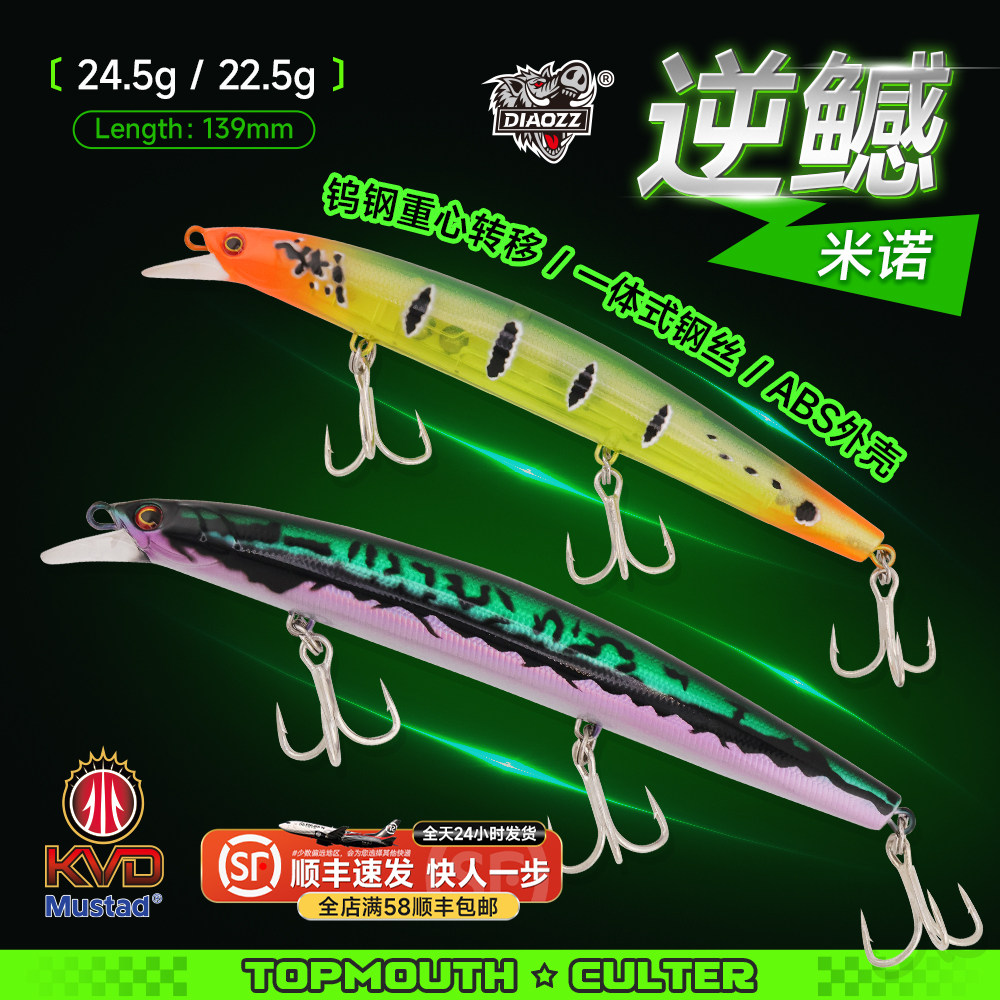 钓之猪路亚饵逆鳡钨钢米诺三钩浮水超远投淡海水翘嘴鲈鱼鳡鱼假饵