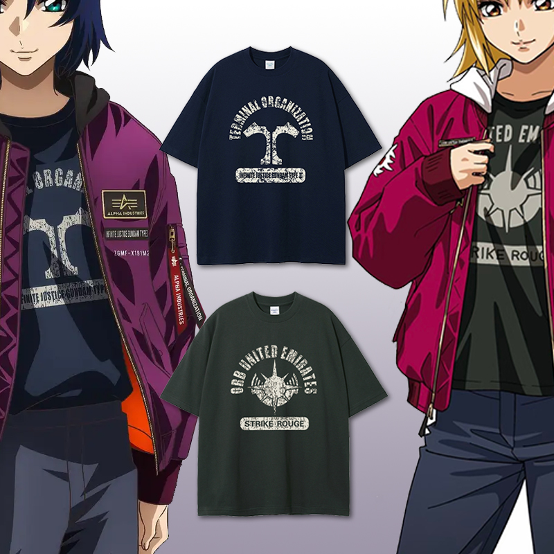 胶囊工作动漫机动战士高达SEED FREEDOM纯棉休闲宽松圆领长袖T恤