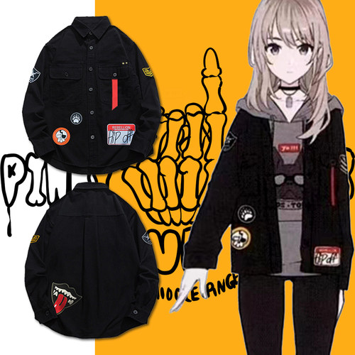 胶囊工作室哭泣少女河原木桃香同款cos刺绣打歌常服牛仔夹克上衣