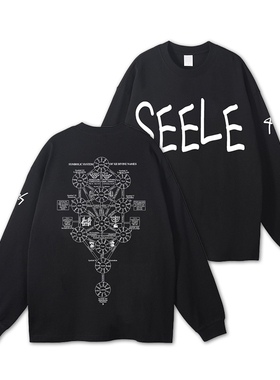 胶囊工作室 日系复古动漫SEELE长袖重磅纯棉休闲宽松圆领打底T恤