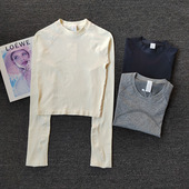 运动长袖 显瘦普拉提瑜伽服 女秋冬新圆领速干跑步训练健身上衣修身