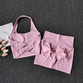 普拉提训练健身运动蜜桃短裤 瑜伽服套装 女2026挂脖扭结美背时尚