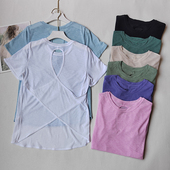 瑜伽服上衣女镂空美背运动短袖 T恤专业普拉提健身轻薄透气健身服