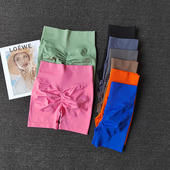 翘臀高腰收腹高弹紧身裤 欧美瑜伽短裤 女运动三分裤 蜜桃臀健身短裤