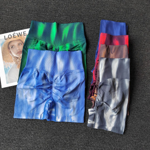 欧美瑜伽翘臀高腰收腹高弹紧身裤 清仓蜜桃臀健身短裤 女运动三分裤