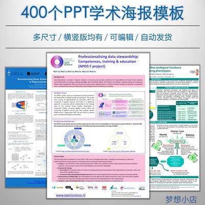 国际学术会议poster海报壁报墙报PPT模板竖版横版海外语400个