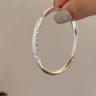 足银9999紫荆花卷草纹手镯实心闭口唐草纹银镯子新中式送女友礼物