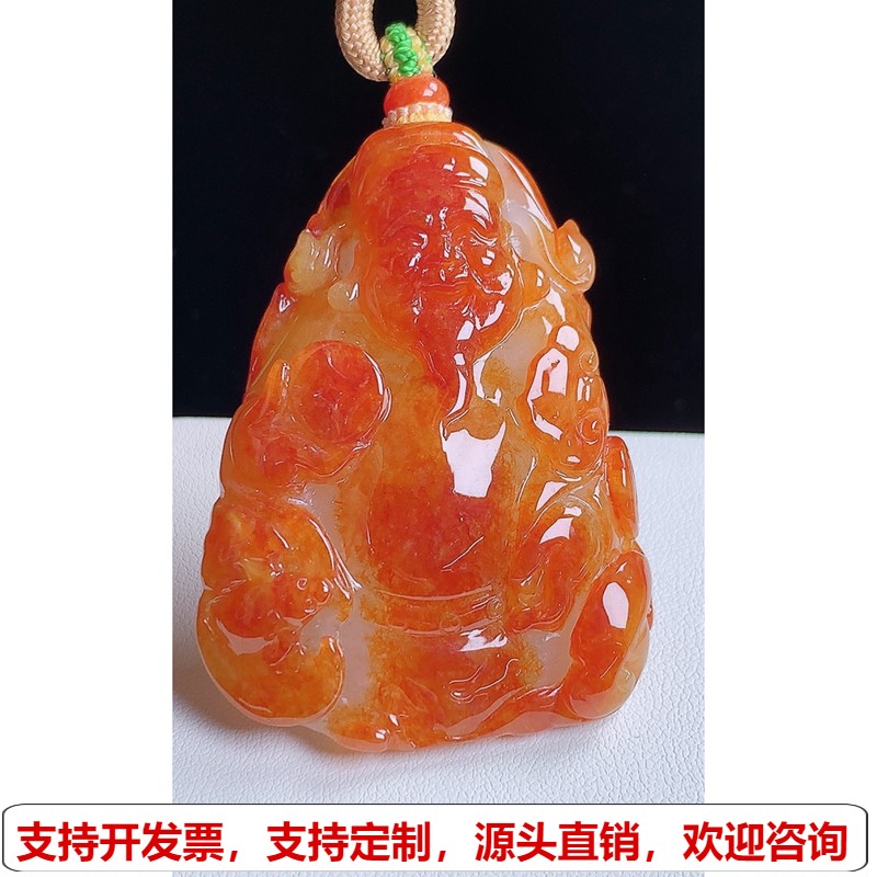 缅甸天然A货玉石翡翠挂件 精雕老坑冰种吊坠