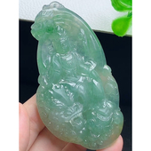 湖水绿文殊菩萨牌吊坠 手工精雕 缅甸天然A货玉石翡翠 老坑冰种
