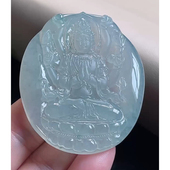 缅甸天然A货玉石翡翠挂件 精雕老坑冰种千手观音吊坠