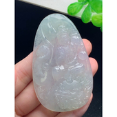 观音牌吊坠 手工精雕 缅甸天然A货玉石翡翠 老坑冰种