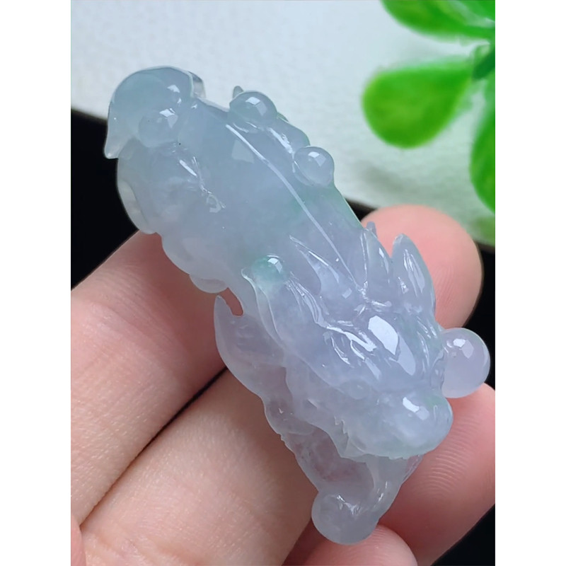 缅甸天然A货玉石翡翠 老坑冰种 手工精雕 貔貅吊坠