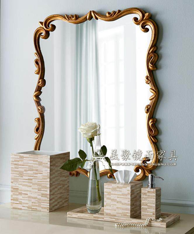 欧式软装家装方形镜挂镜美式浴室玄关镜客厅壁挂装饰镜美容化妆镜