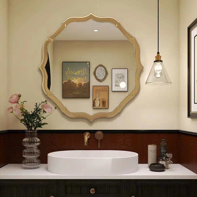 欧式家用智能浴室镜简约墙面壁挂装饰镜干区艺术造型洗漱化妆镜子