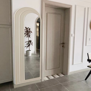 穿衣镜北欧ins奶油风全身镜壁挂网红定制镜子民宿家用玄关落地镜