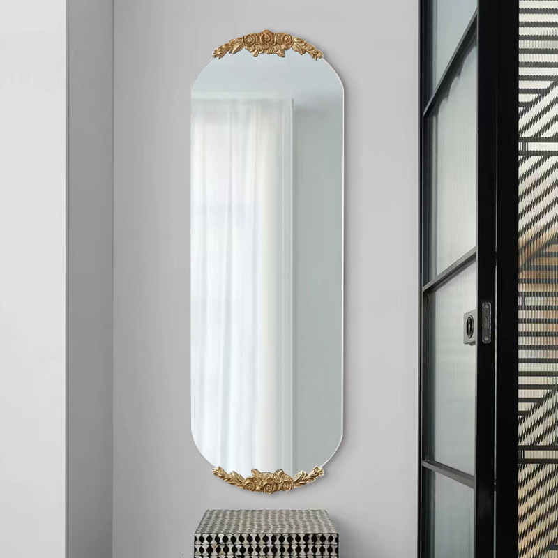 全身镜法式风入户高清衣镜墙面壁挂装饰镜家用过道镜子ins风防爆