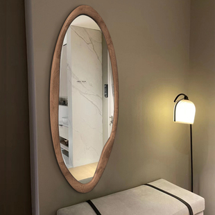 美式 韩风ins复古木质壁挂全身镜家用卧室不规则试衣镜轻奢异形镜