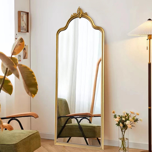 法式 艺术造型穿衣镜家用挂墙试衣镜壁挂置地全身镜异形造型镜复古