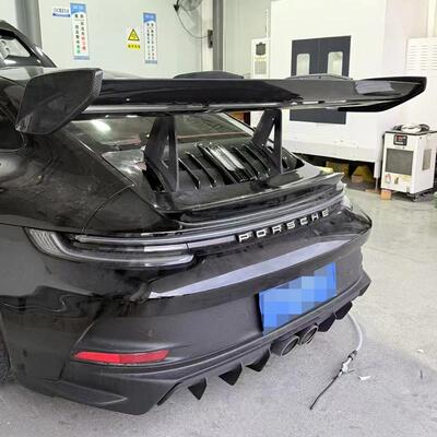 适用保时捷911Carrera992改GT3RS 电动大尾翼GT赛道尾翼干碳纤维