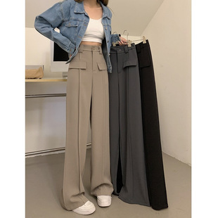 高腰垂感薄款 裤 长裤 西装 直筒显瘦拖地阔腿裤 新款 女夏季 2025大码
