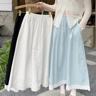 清新甜美日系A字裙 有口袋 蕾丝花边拼接半身裙春夏季 2025新款