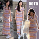 小清新彩色条纹弹力长款 孕妇装 甜美洋气时尚 新款 连衣裙 2025夏季