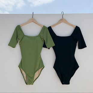 纯色露背连体性感显瘦温泉女士游泳装 ins风女式 2025新款 泳衣女款