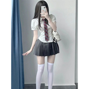 jk制服收腰衬衫 衬衣裙 学院风百搭学姐女纯欲辣妹显瘦绑带短袖