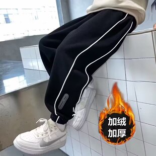 运动加绒卫裤 子春秋冬款 秋季 儿童2024韩版 休闲 男童秋装 新款 裤