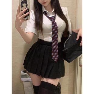 衬衣修身 纯欲风辣妹短袖 显瘦JK制服 女夏季 学院风灰色收腰衬衫