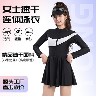 泡温泉游泳馆连体感撞色泳装 爆款 保守2025新款 游泳衣女款