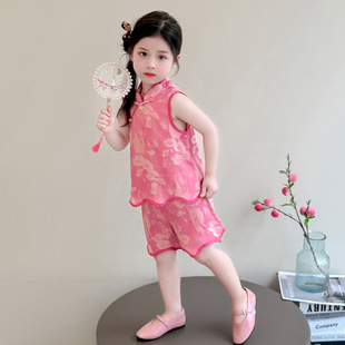 国风套装 短裤 夏季 女宝宝碎花夏装 汉服儿童两件套 新款 女童新中式