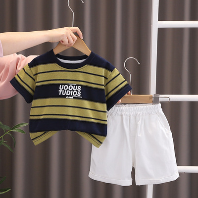 男童夏装短袖T恤套装2025新款儿童t短裤运动两件套宝宝夏季薄