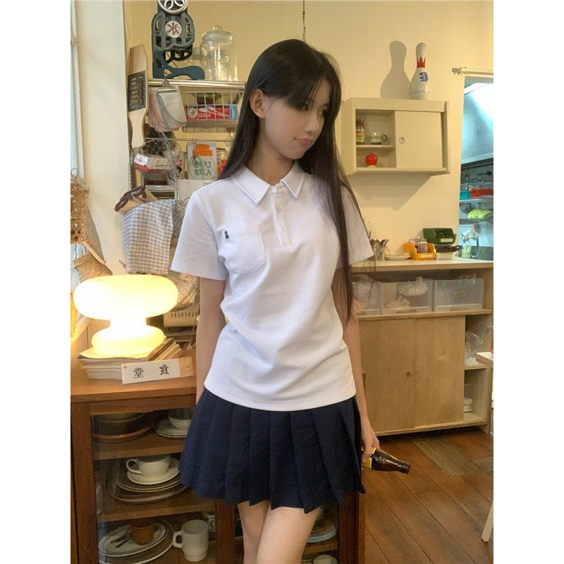 小谷夏季基础款POLO衫日系校供感学生短袖jk制服plol衫jk穿搭
