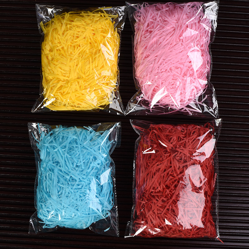 彩色拉菲草礼盒填充物礼品盒礼物盒喜糖盒配件纸条碎纸丝20克包装