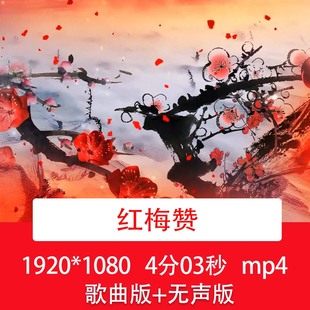 降央卓玛《红梅赞》歌曲视频红梅舞台晚会文艺演出LED背景视频