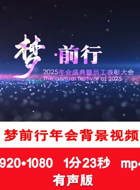 2025梦前行励志蓝色年会盛典10秒倒计时年会开场LED舞台背景视频