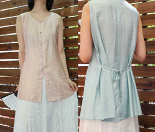 裳裳者华 纳凉 原创明制圆领背心春夏秋天丝无领短衫比甲日常汉服