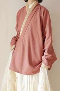 裳裳者华 柿色 日常春秋冬提花加绒明制大放量弓袋袖对穿交中长袄